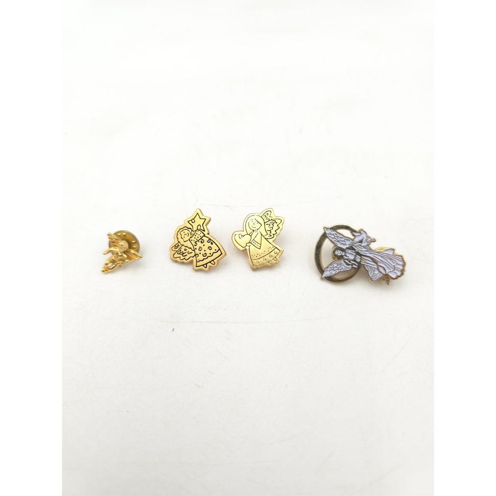 Lot Of 4 Vintage Angel Pins Brooches Lapel Pins Gold tone